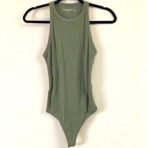 Abercrombie & Fitch Soft A&F Tank Top Ribbed Bodysuit Small Green Stretch